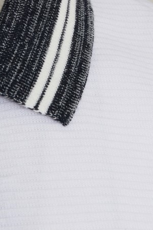 Beyaz Regular Fit Desenli 100% Pamuk Polo Yaka Tişört - Thumbnail