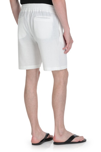 Beyaz Regular Fit Pamuklu Basic Örme Yandan Cepli Şort - 5