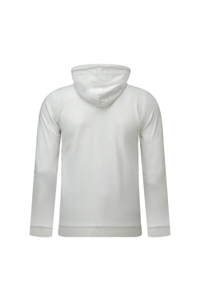 Beyaz Regular Fit Pamuklu Kapüşonlu Sweatshirt - 3