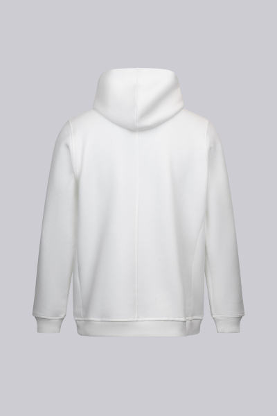 Beyaz Regular Fit Pamuklu Tam Fermuarlı Kapüşonlu Sweatshirt - 2