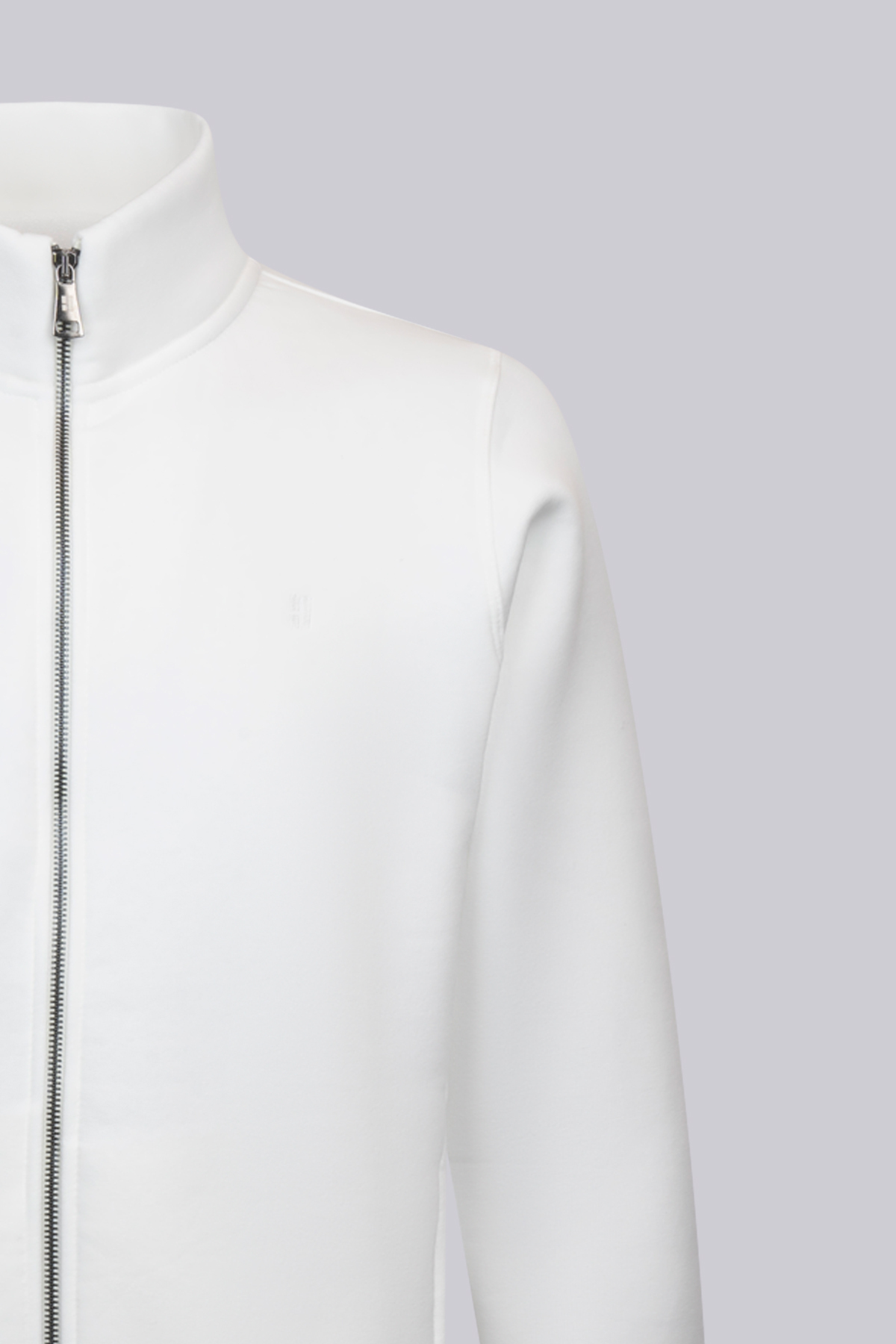 Beyaz Regular Fit Pamuklu Tam Fermuarlı Sweatshirt - 3