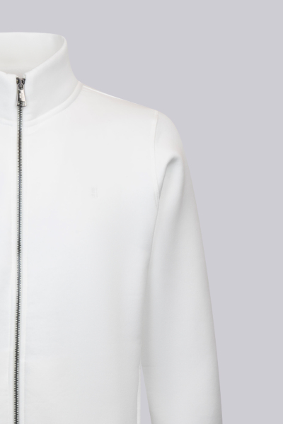 Beyaz Regular Fit Pamuklu Tam Fermuarlı Sweatshirt - 3