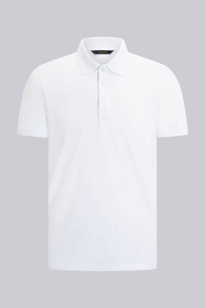Beyaz Regular Fit Polo Yaka Pamuklu Tişört - 1