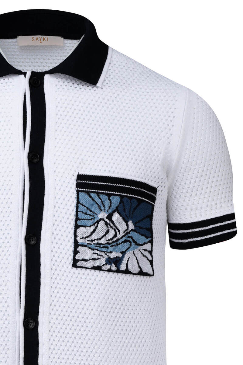Beyaz Regular Fit Polo Yaka Pamuklu Tişört - Saykı (1)