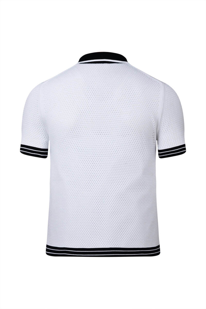Beyaz Regular Fit Polo Yaka Pamuklu Tişört - Saykı (1)