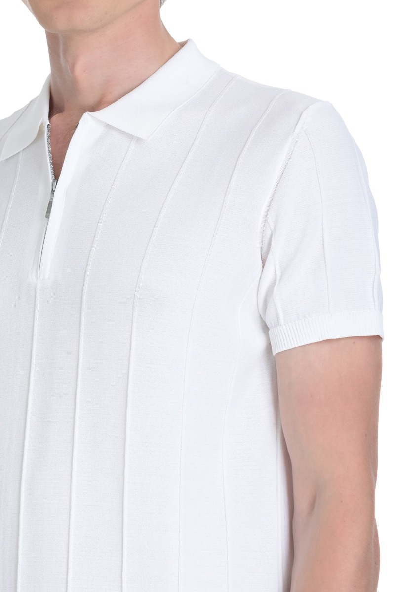 Beyaz Regular Fit Polo Yaka Rayon Tişört - Saykı (1)