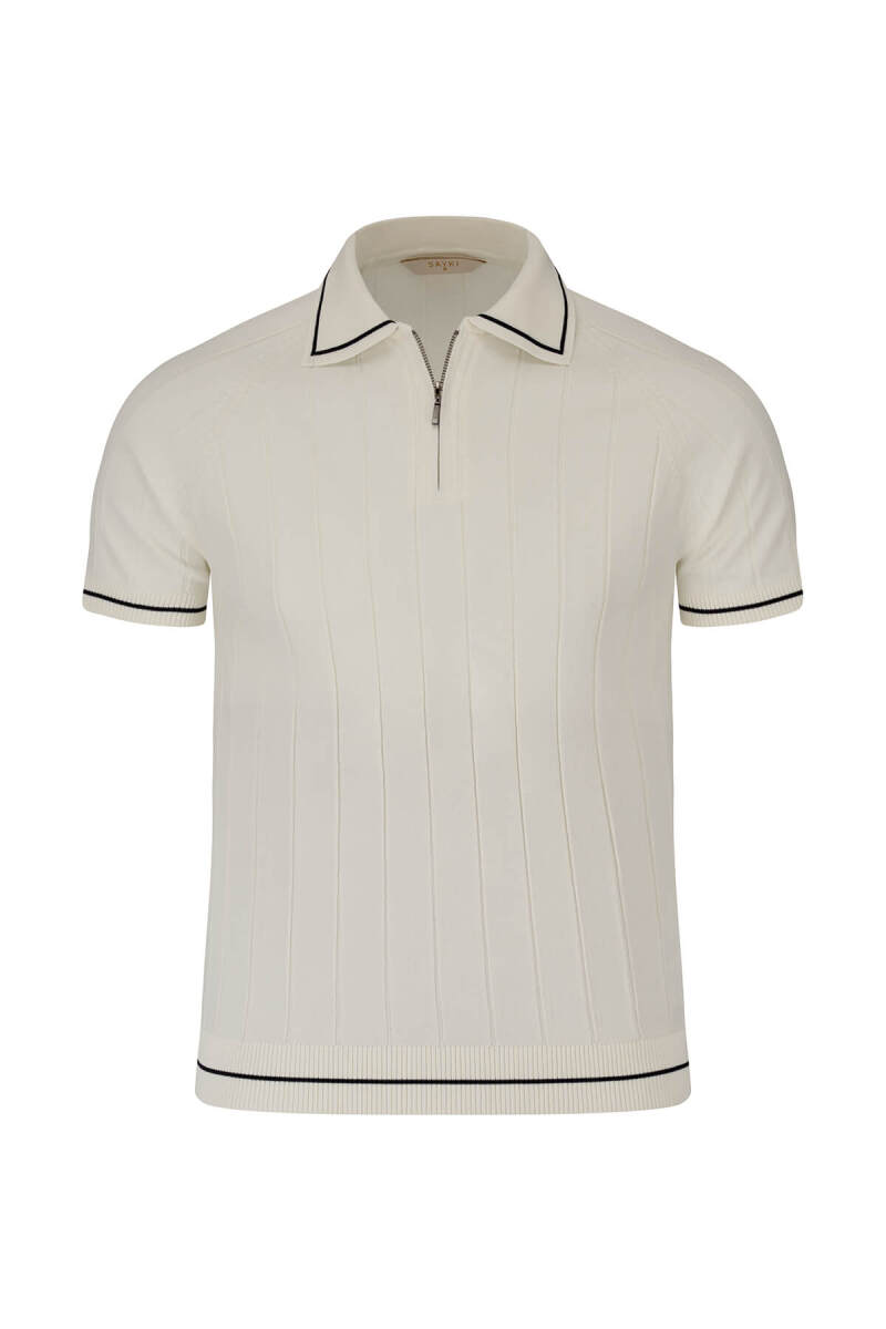 Beyaz Regular Fit Polo Yaka Rayon Tişört