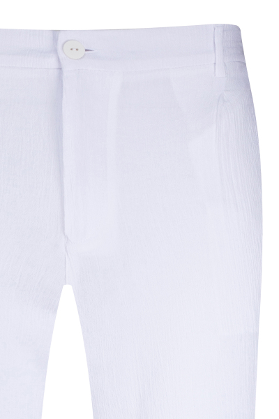 Beyaz Regular Fit Yandan Cepli 100% Pamuk Jogger Pantolon - 2