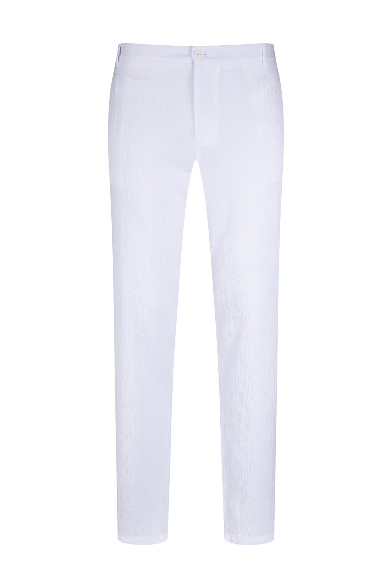 Beyaz Regular Fit Yandan Cepli 100% Pamuk Jogger Pantolon
