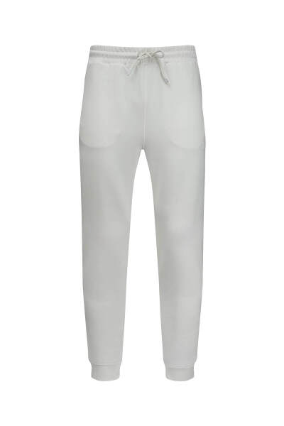 Beyaz Regular Fit Yandan Cepli Pamuklu Eşofman Altı - 1