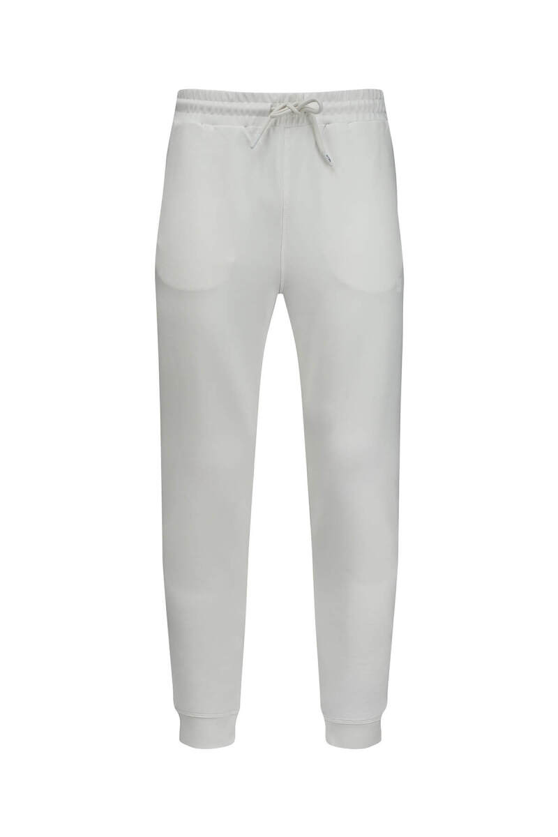 Beyaz Regular Fit Yandan Cepli Pamuklu Eşofman Altı - HTML