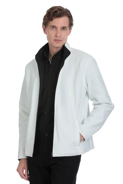 Beyaz Regular Fit Yarım Balıkçı Yaka Baharlık Mont - 3