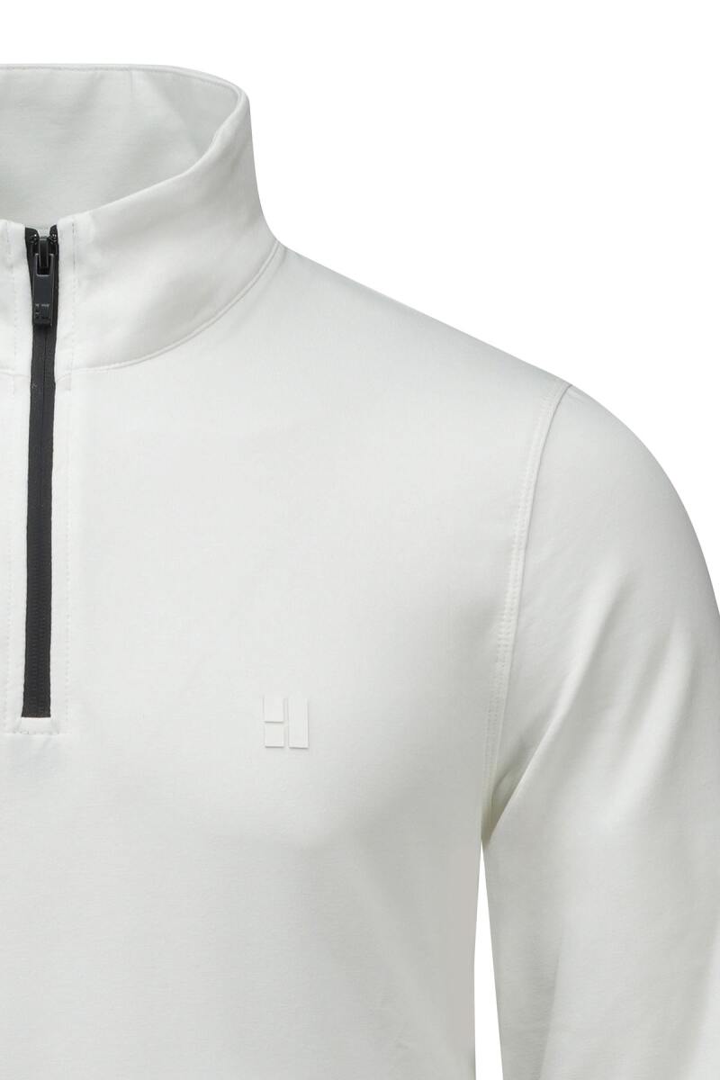 Beyaz Regular Fit Yarım Balıkçı Yaka Fermuarlı Sweatshirt - HTML (1)