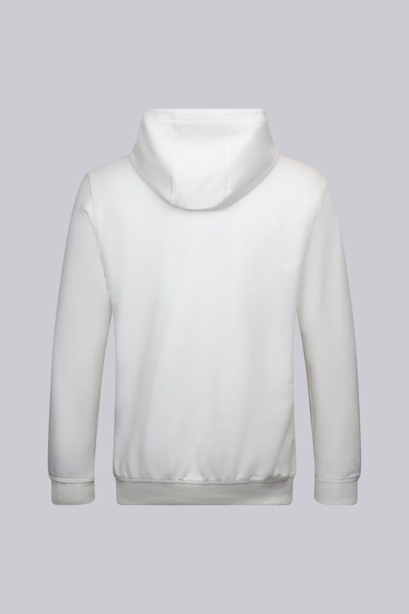 Beyaz Regular Pamuklu Kapüşonlu Kanguru Cepli Sweatshirt - HTML (1)