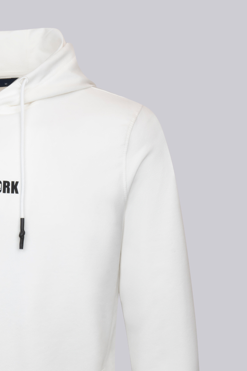 Beyaz Regular Pamuklu Kapüşonlu Kanguru Cepli Sweatshirt - HTML (1)