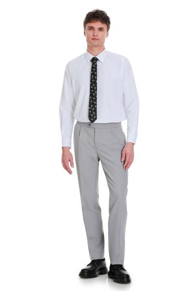 Beyaz Slim Fit 100% Pamuk Slim Yaka Pamuklu Uzun Kollu Gömlek - 7