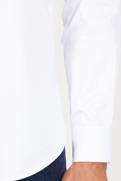 Beyaz Slim Fit Biyeli Gömlek - 5