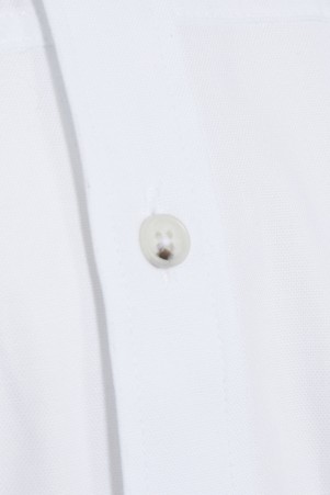 Beyaz Slim Fit Düz 100% Pamuk Düğmeli Yaka Uzun Kollu Casual Oxford Gömlek - Thumbnail