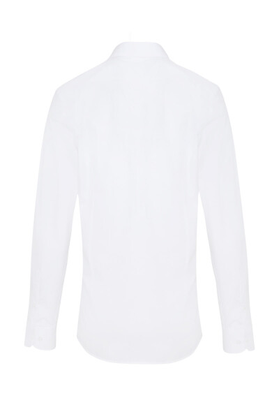Beyaz Slim Fit Uzun Kol %100 Pamuk Desenli Gömlek - 4