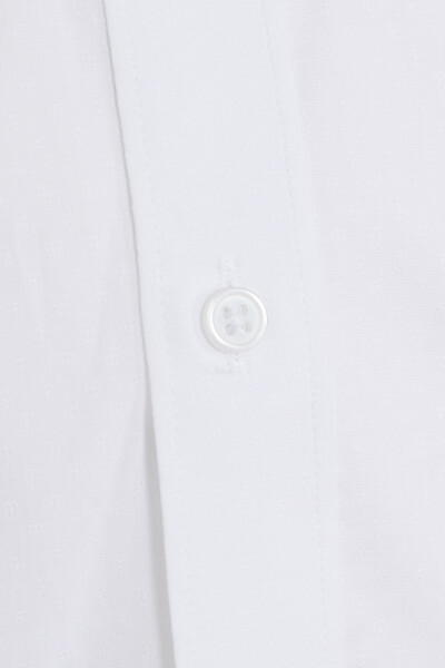 Beyaz Slim Fit Uzun Kol %100 Pamuk Desenli Gömlek - 6