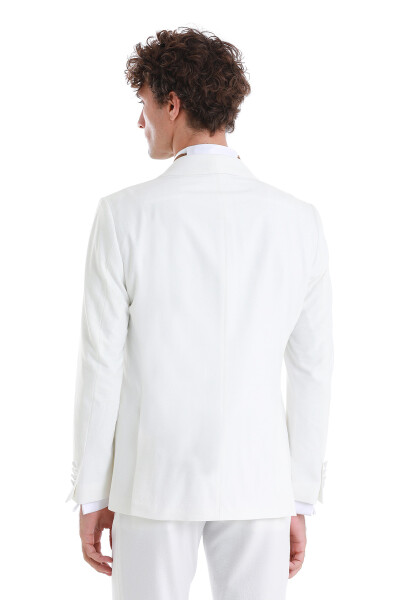 Beyaz Slim Fit Çıkma Şal Yaka Damatlık Smokin - 8
