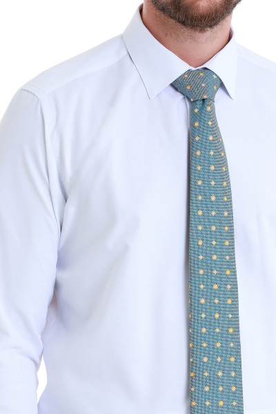 Beyaz Slim Fit Düz Slim Yaka Pamuklu Uzun Kollu Gömlek - 5
