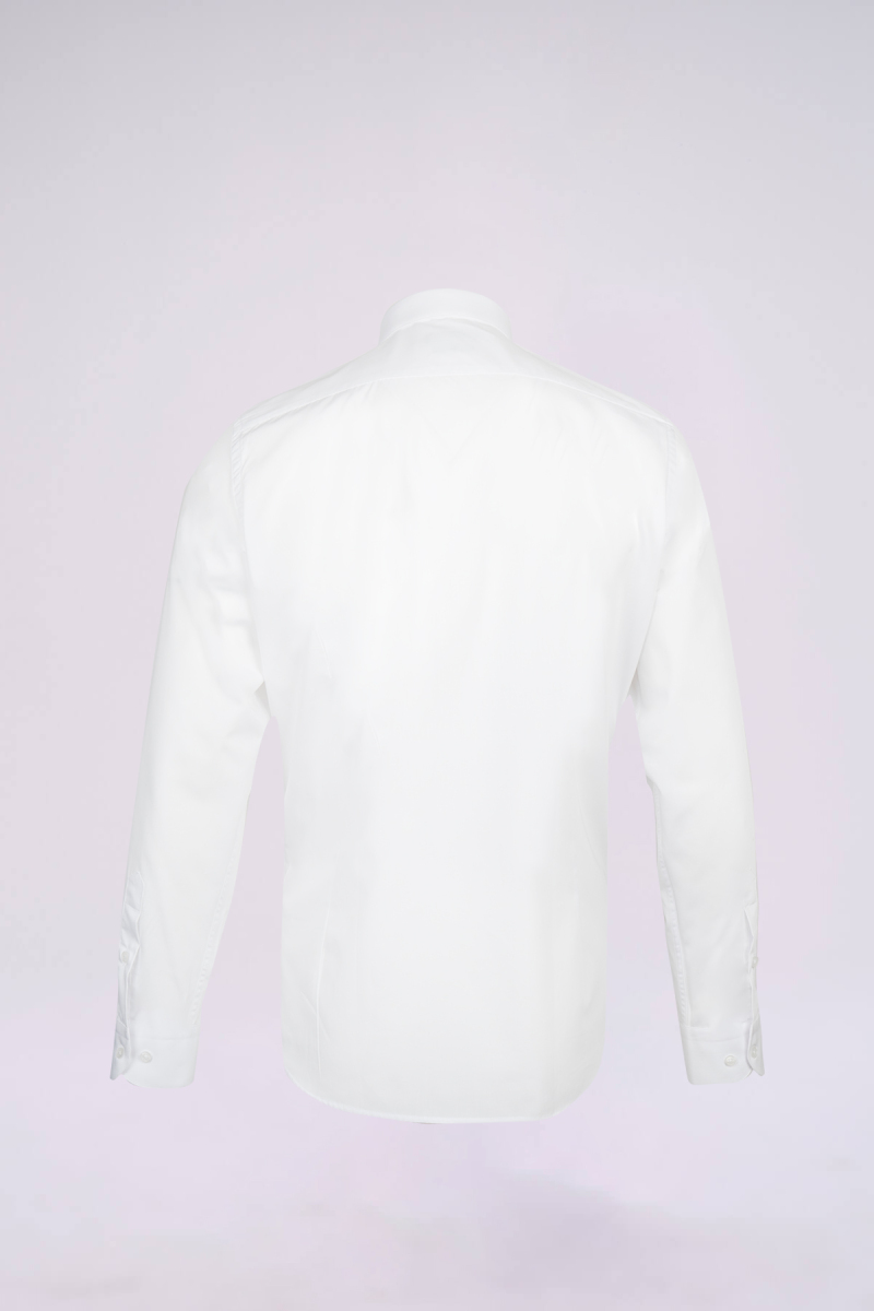 Beyaz Slim Fit Düz Slim Yaka Pamuklu Uzun Kollu Spor Gömlek - HATEMOĞLU (1)