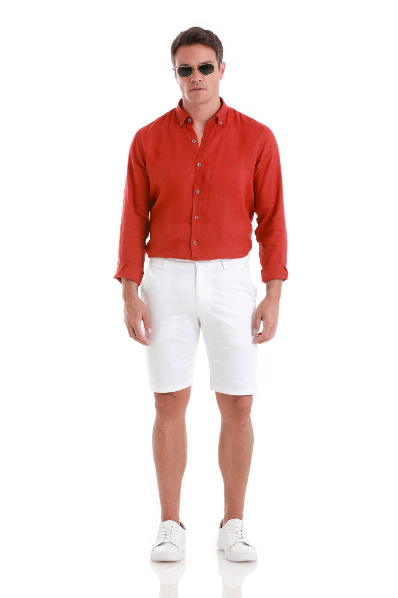 Beyaz Slim Fit Yandan Cepli Basic Şort - Hatemoğlu (1)