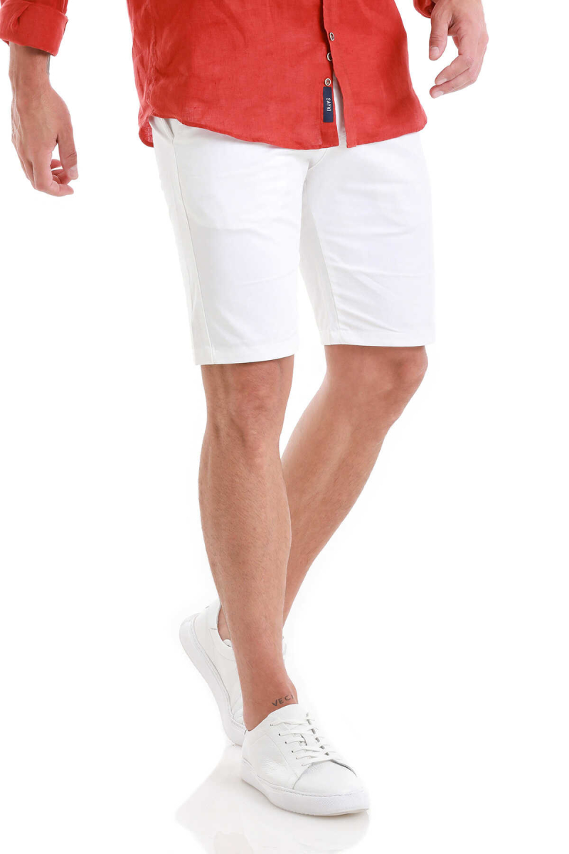 Beyaz Slim Fit Yandan Cepli Basic Şort - Hatemoğlu (1)