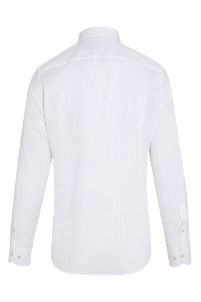 Beyaz Slim Fit Keten Gömlek - 2