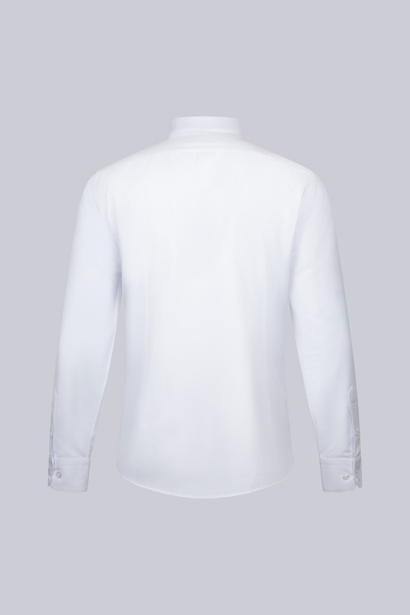 Beyaz Slim Fit Slim Yaka Uzun Kollu Pamuklu Gömlek - Hatemoğlu (1)