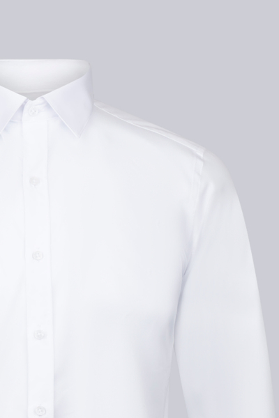 Beyaz Slim Fit Uzun Kollu Pamuklu Gömlek - 3