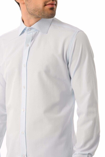 Desenli Slim Fit Mavi Gömlek - 5