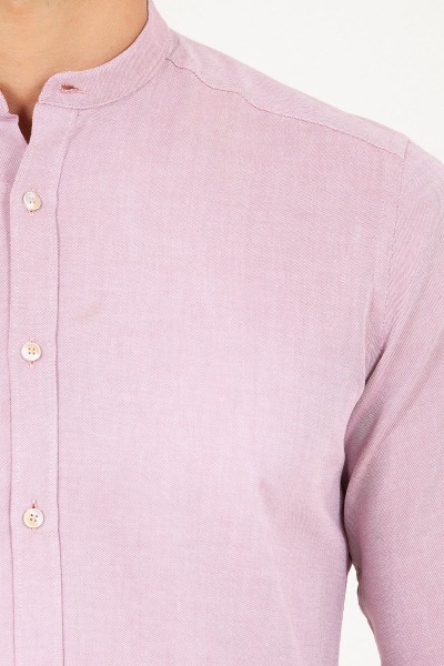 Bordo Slim Fit 100% Pamuk Uzun Kol Spor Gömlek - 10