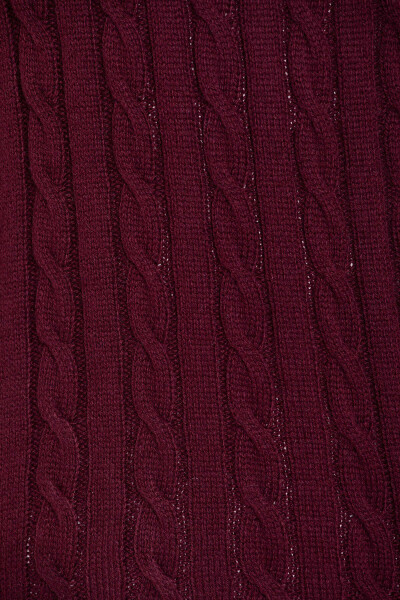 Bordo Regular Fit Desenli Balıkçı Yaka Yünlü Kazak - 6