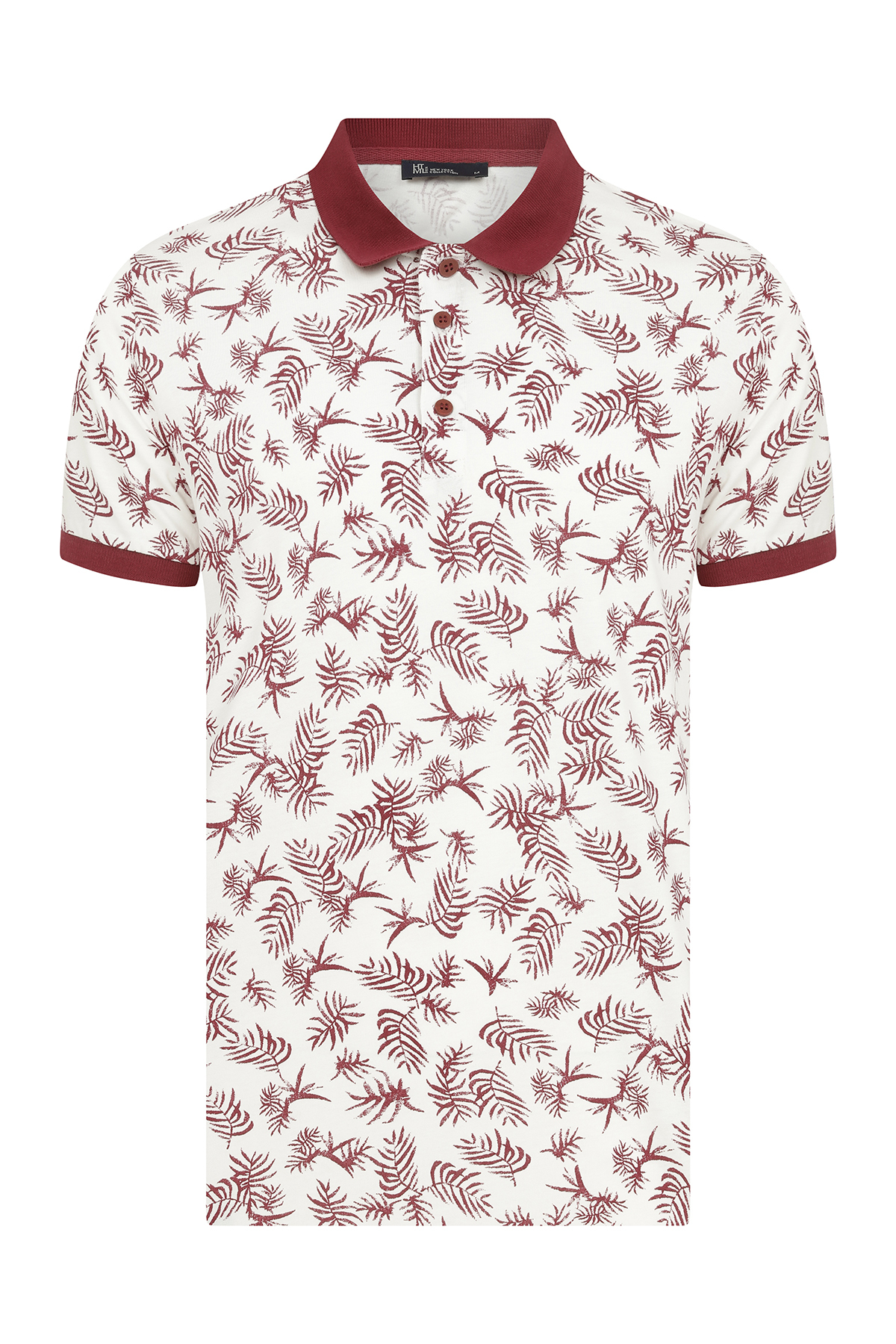 Bordo Baskılı Polo Yaka Tişört - 11