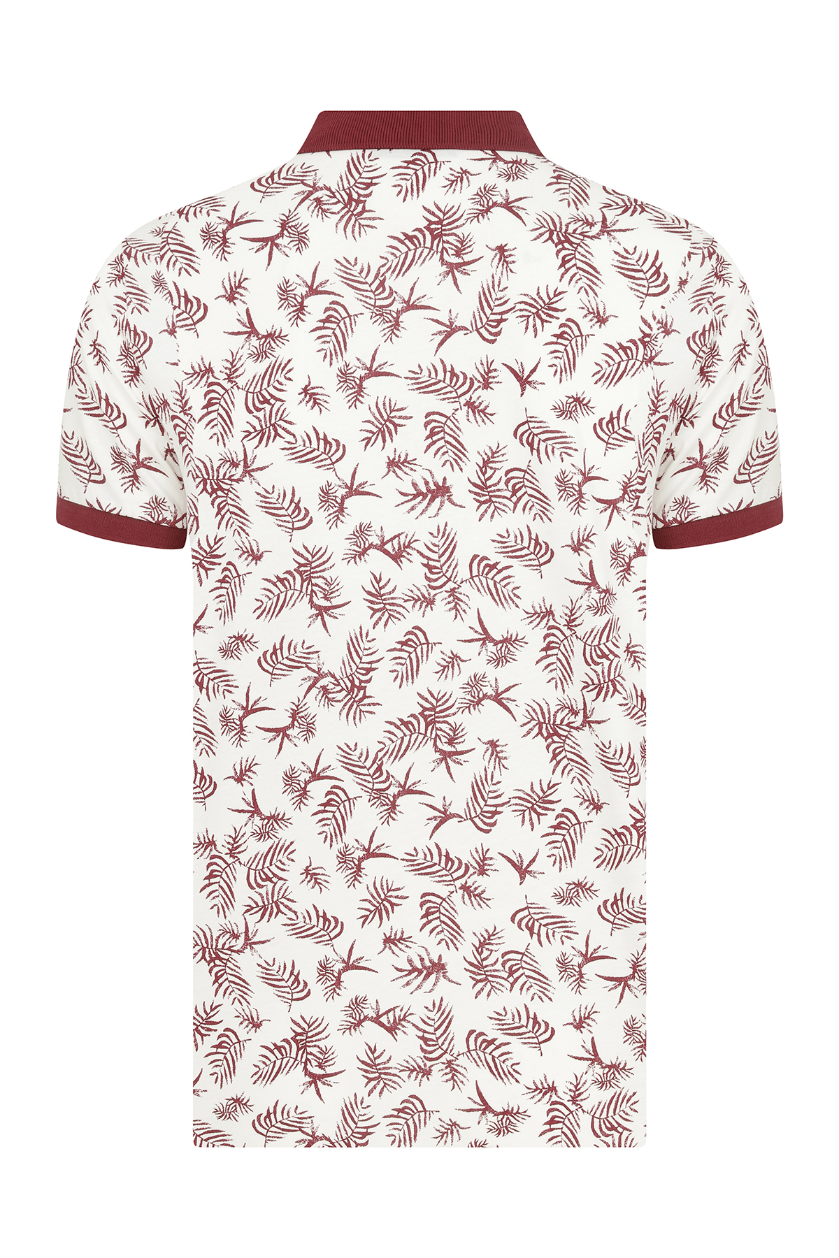 Bordo Baskılı Polo Yaka Tişört - 12