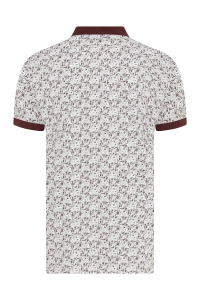 Bordo Regular Fit Baskılı 100% Pamuk Polo Yaka Tişört - 8