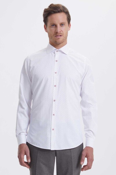 Bordo Baskılı Slim Fit Gömlek - 1