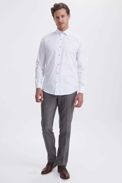 Bordo Baskılı Slim Fit Gömlek - 2