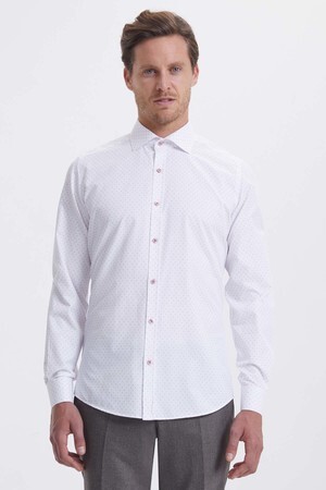 Bordo Baskılı Slim Fit Gömlek - 8