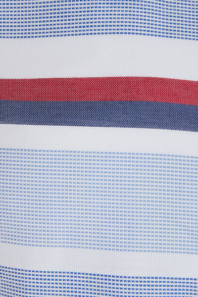 Bordo Dinamik Fit Uzun Kol Pamuklu Çizgili Gömlek - 3