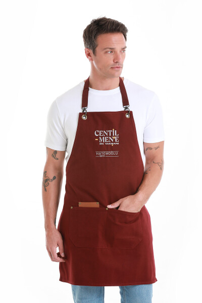 Bordo Centilmen Mutfak Önlüğü - 5