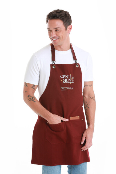 Bordo Centilmen Mutfak Önlüğü - 6