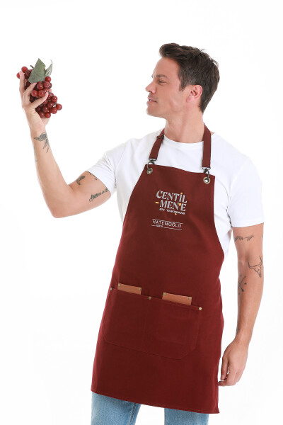 Bordo Centilmen Mutfak Önlüğü - 9