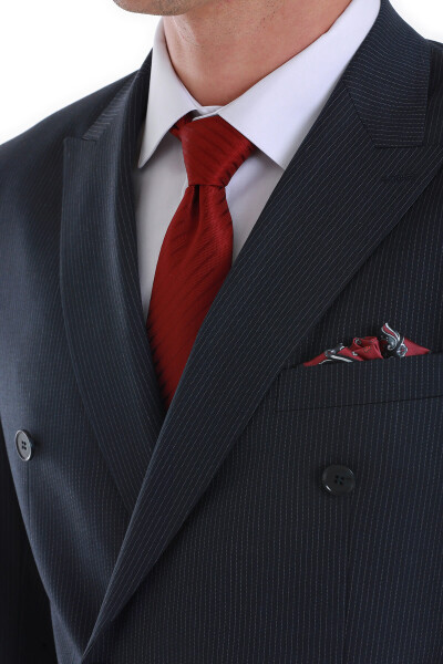 Bordo Çizgili Kravat - 2