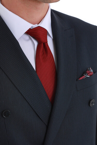 Bordo Çizgili Kravat - 3