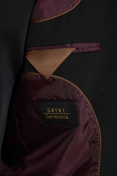 Bordo Cerimonia Slim Fit Yelekli Takım Elbise - 4