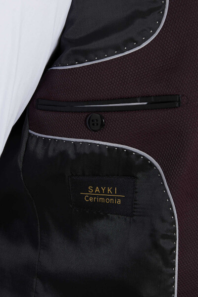 Bordo Cerimonia Slim Fit Takım Elbise - 4