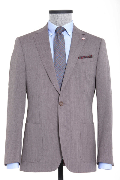 Bordo Desenli Slim Fit Ceket - 1